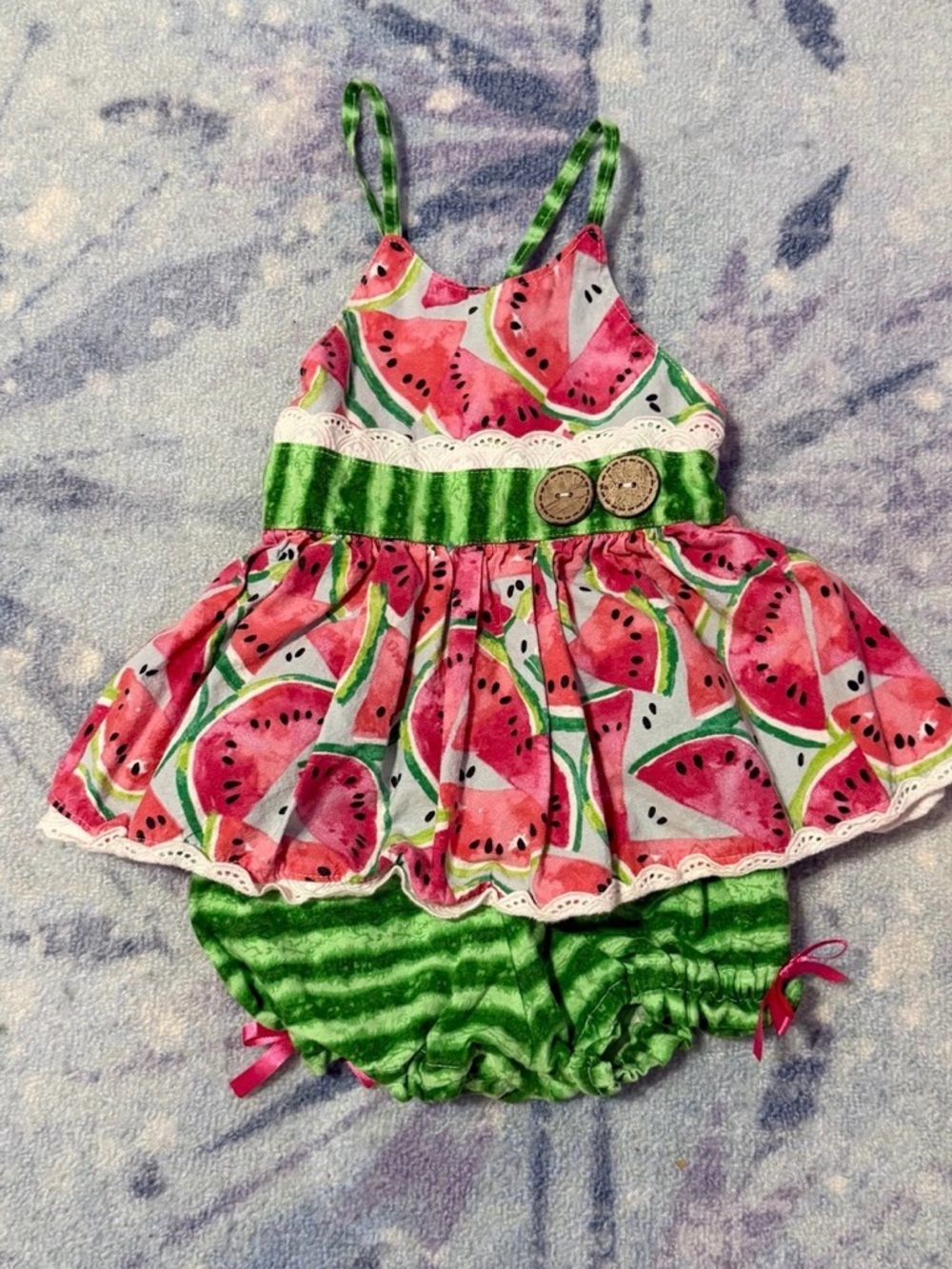 Bitty Bundles of Joy BBOJ Watermelon Summer Boutique Top and Bloomers 18M